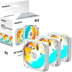 Комплект вентиляторів Gigabyte EZ CHAIN RVS FAN 120 3-Pack White (GP-GBT EZRVSFAN1203 ICE) - мініатюра 6