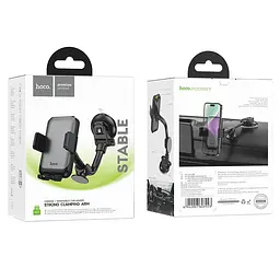 Автотримач Hoco H27 Rock push-type (center console) Black / Gray - мініатюра 6