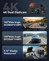 Автомобільний відеореєстратор SIXWIN 4K+2K з GPS, Wi-Fi та ADAS - мініатюра 8