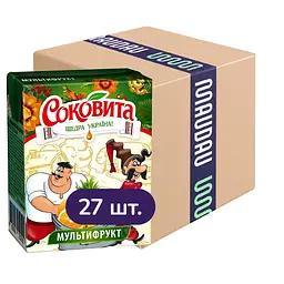 Упаковка сокового напою Соковита Мультифруктовий 5.4 л (200 мл х 27 шт.)