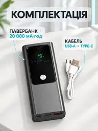 Зовнішній акумулятор 20000 мА·год PD 100W для ноутбука та смартфона темно-сірий (37261134) - мініатюра 7