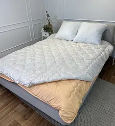 Ковдра двоспальна подвійна 4 сезони з холлофайбера Arda 21553 175х215 см персикова - мініатюра 5