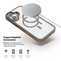 Чехол Apple iPhone 16 Plus, Unit MagSafe, бежевый, прозрачный, магсейф, противоударный, магнитный, панель-накладка с поддержкой MagSafe, с поддержкой беспроводной зарядки, TPU+PC, защита всего корпуса, ударопрочный, ArmorStandart (ARM79291) - мініатюра 4