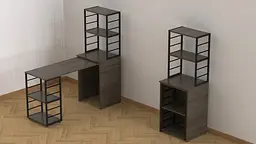 Стіл-тумба трансформер Смарт 3/2 з етажеркою Ferrum-decor 1430x1450x600 Чорний метал ДСП Дуб Сонома Трюфель 16 мм (FRD-105120) - мініатюра 9
