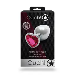 Металлическая пробка Ouch! Large серебристого цвета с рубеллитом - мініатюра 7