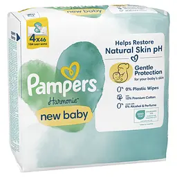 Набір дитячі вологі серветки Pampers Harmonie New Baby 184 шт. (4 уп. по 46 шт.) - мініатюра 3