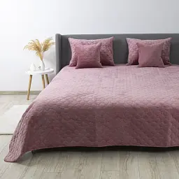 Покривало ТЕП велюрове Velour Mesa Rose Ромб круглий 180x240 см рожеве
