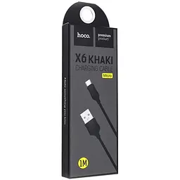 USB Cable Hoco X6 Khaki Lightning Black 1m - мініатюра 2