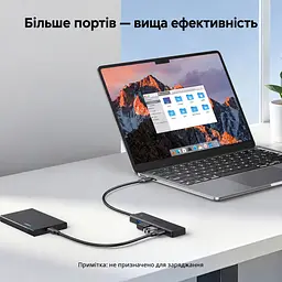 USB-хаб UGREEN CM219 концентратор вхід USB-C та 4 порти USB-A USB 3.2 Gen 1 теоретично до 5 Гбіт/с для Windows macOS Linux і Chrome OS Plug and Play для PS5 із сумісними з консоллю USB-аксесуарами зі світлодіодним індикатором вбудований кабель 0,15 м чорний (35461) - мініатюра 5