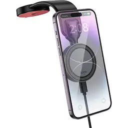 Автотримач із бездротовою зарядкою Hoco HW29 Totem Ring Magnetic Wireless Black Metal Gray [140687] - мініатюра 4