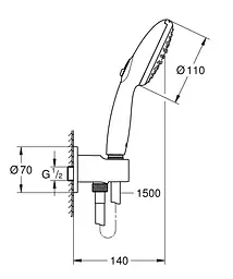 Душовий гарнітур Grohe Tempesta 2 режими струменя 110 26406003, Хром - мініатюра 7