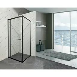Душова кабіна без піддону Mixxus Premium Quadro SC01-90x90x195-Tr прозоре скло 6мм black MI8292, Чорний, прозорий, чорний - мініатюра 4