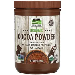 Порошок какао Now Foods Real Food Cocoa Powder органічний 340 г