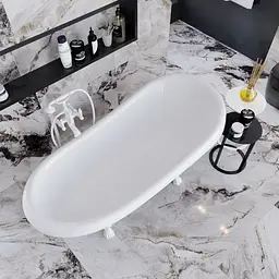 Ванна окремостояча глянцева Amidicon Symphony 167x78 чорна з литого каменю білі ніжки SYMFONIYA_167_BLACK_HL, Чорний - мініатюра 4