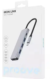 USB-Хаб Proove Type-C-Хаб Iron Link 5 in 1 (3*USB3.0 + Tyce C + HDMI) silver (HBIL00010604) - мініатюра 3
