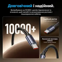 Кабель Vention TSGBG USB-C - USB-C PD 100 Вт 1,5 м чорний (TSGBG) - мініатюра 7