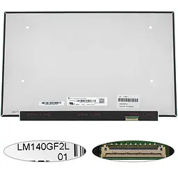 Матриця 14.0" LM140GF2L01 2560х1600, 40pineDP, 400cd/m2 , IPS, передача кольорів: 100% sRGB, LED, SLIM без планок і вушок, матова, роз'єм справа внизу для ноутбука