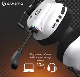 Ігрові навушники GamePro HSW-120-W Wireless Mercury Genesis Pro White - мініатюра 6