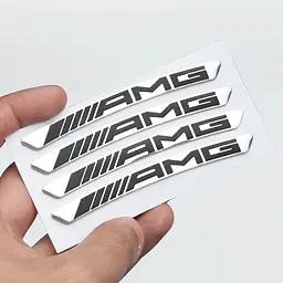 Емблема обода колеса Mercedes AMG 4 шт Алюміній наклейка на диски на скотчі Сірі - мініатюра 2
