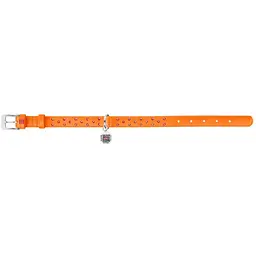 Нашийник для собак Waudog Glamour, шкіряний, зі стразами, з QR паспортом, XL, 38-49х2 см, помаранчевий - мініатюра 2