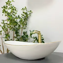 Умивальник VBI Turin white gold Edge накладний VBI-011508, Золотий - мініатюра 3