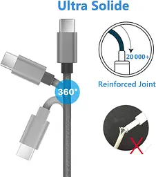 Кабель USB-A → USB-C Yosou 2 м (2 шт.), швидка зарядка 3A - мініатюра 3