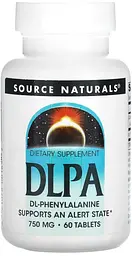DL-Фенілаланін Source Naturals DLPA 750 мг 60 таб