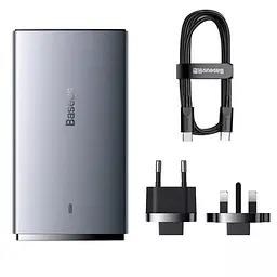 МЗП Baseus GaN5 Pro Ultra-Slim QC 3.0+PD 65W (1USB-A/1C) + кабель Type-C to Type-C (CCGP15011) Gray - мініатюра 6