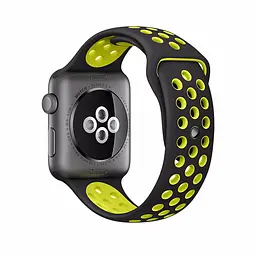 Спортивний ремінець з перфорацією Primo для годинника Apple Watch 42 мм, 44 мм, 45 мм розмір S- Black Yellow - мініатюра 2