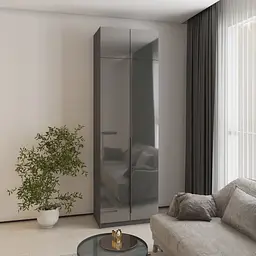Шафа 2-дверна з антресоллю MebelStar Оскар Gloss BL-B, комплект полиць 80x52x260 см Антрацит/Антрацит (MBS-5362)
