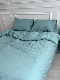 Постільна білизна полуторна Dushka Home Варена бавовна преміум 21680 160х215 см бірюзова - мініатюра 4