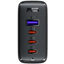 МЗП Acefast A37 PD100W+QC3.0 GaN (1USB-A/3C) + кабель Type-C to Type-C 2m Black - мініатюра 3