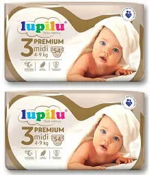 Підгузники Lupilu Premium Midi Розмір 3, Вага 4-9 кг, 108 шт