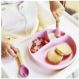 Тарілка секційна MinikOiOi Portions Pinky Pink, на присосці, силіконова (101050002) - мініатюра 2
