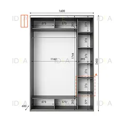 Шафа-купе Idea серія 1 160 x 60 x 240 см Венге темний Дзеркало - мініатюра 2