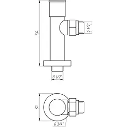 Кран вентильний кутовий з американкою Solomon Lux 1/2″ chrom 7777 (2шт. комплект) 000017504 - мініатюра 4