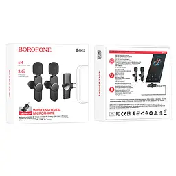 Бездротова мікрофонна система BOROFONE BFK12 Trophy lavalier dual-mic (iP/Type-C) Black (6941991106408) - мініатюра 10