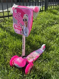 Самокат Barbie триколісний з рюкзаком (LS2211)