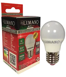 Лампа LED ДШ 8W E27 4000K 720Lm LU-G45-08274 TM LUMANO