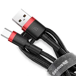 Кабель Baseus Cafule Cable USB to Type-C 2A 3m CATKLF-U91 Black-Red - мініатюра 2