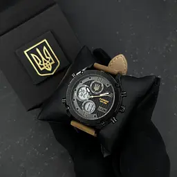Наручний годинник чоловічий 017BKBR Тризуб золото Black-Brown Patriot acs0030989 - мініатюра 3