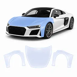 Антигравійна захисна бронеплівка за лекалами для Audi R8 4S 2015-2024 - капот і передні крила