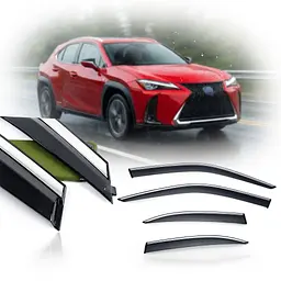 Дефлектори вікон вітровики Benke для Lexus UX 2019- Молдинг Нержавіюча сталь 3D (BLXUX1923-W/S)