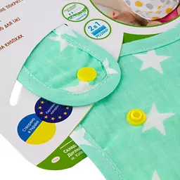 Непромокаючий нагрудник з кишенею Еко Пупс Eсo Cotton Premium Зірочки 30х21 см ментоловий з білим (EPB-008) - мініатюра 2