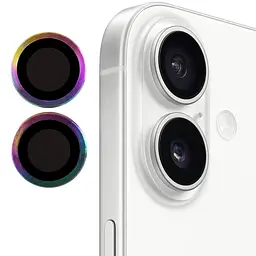 Захисне скло Metal Classic на камеру (у упак.) для Apple iPhone 17 (6.3) Бузковий / Rainbow - мініатюра 5