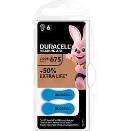 Батарейки для слухових апаратів Duracell Hearing Aid 675, 6 шт. - мініатюра 2