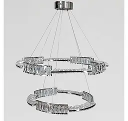 Велика хромована LED люстра Artlight 552/80+60CH із двома скляними кільцями 180W - мініатюра 2