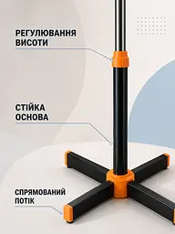 Підлоговий вентилятор 40 Вт 40 см, 3 швидкості, регулювання висоти, чорно-помаранчевий (49676186) - мініатюра 6