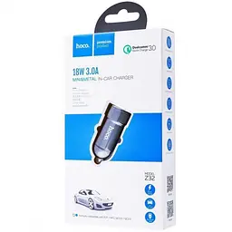 Автомобільний зарядний пристрій Hoco Z32 1USB QC3.0 Grey - мініатюра 3