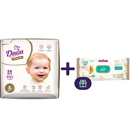 Набор: Подгузники Dada Elite Care Junior 5 (11-25 кг) 28 шт. + Детские влажные салфетки Dada с ромашкой гипоаллергенные с клапаном 72 шт.